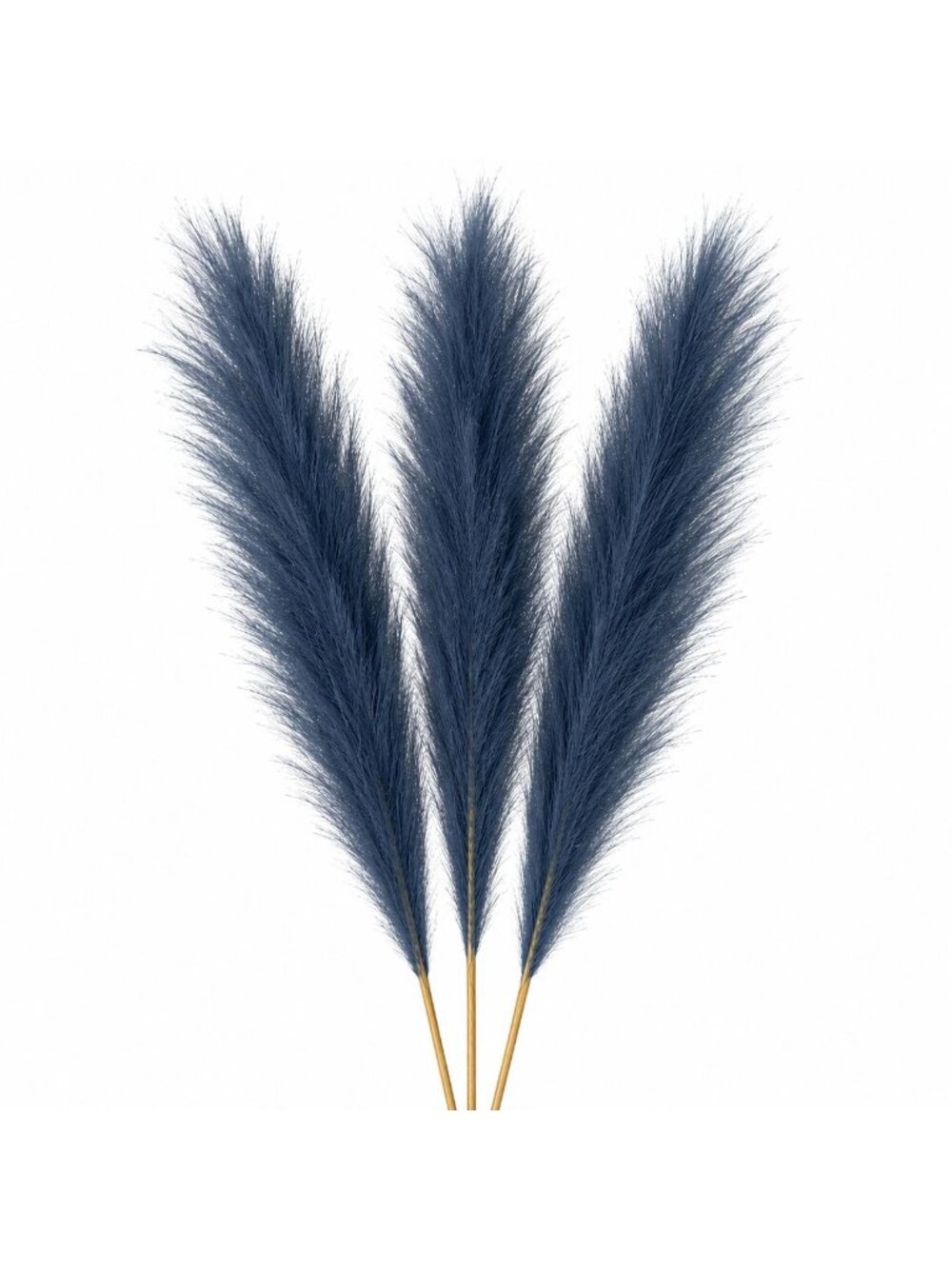 Dusty Navy Blue Faux Pampas Grass Bundle 3 Stems 20 Inch